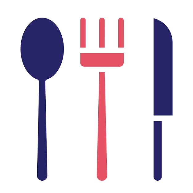 Ilustración del icono vectorial de cubiertos del conjunto de iconos del jardín de infantes