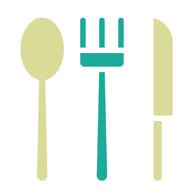 Ilustración del icono vectorial de cubiertos del conjunto de iconos del jardín de infantes