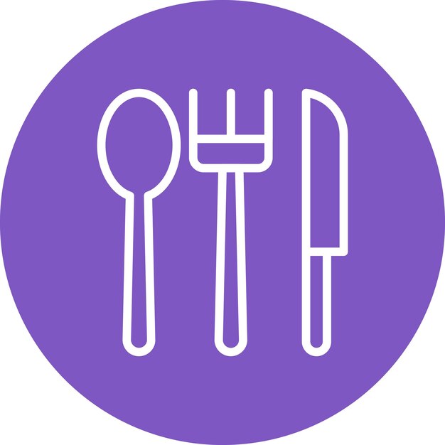 Ilustración del icono vectorial de cubiertos del conjunto de iconos del jardín de infantes