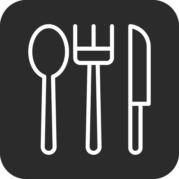 Ilustración del icono vectorial de cubiertos del conjunto de iconos del jardín de infantes