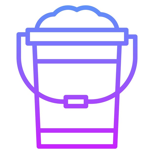 Ilustración del icono vectorial del cubo de agua del conjunto de iconos de la rutina de higiene