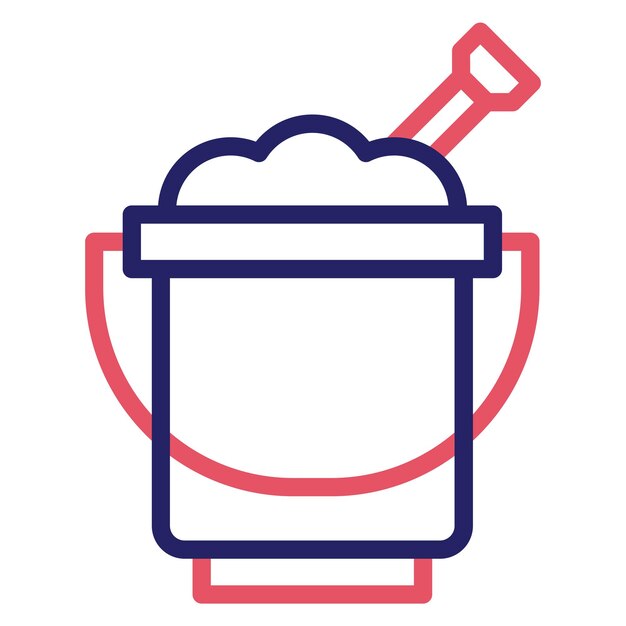Ilustración del icono vectorial del cubo de arena del conjunto de iconos del jardín de infantes