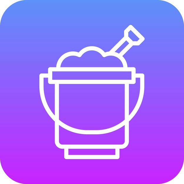 Ilustración del icono vectorial del cubo de arena del conjunto de iconos del jardín de infantes