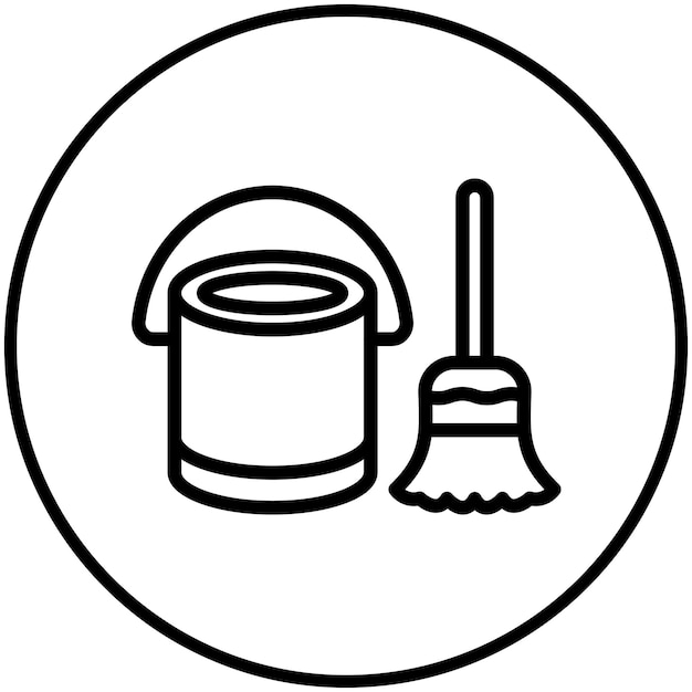 Ilustración del icono vectorial del cubo de limpieza del conjunto de iconos de mejoras para el hogar