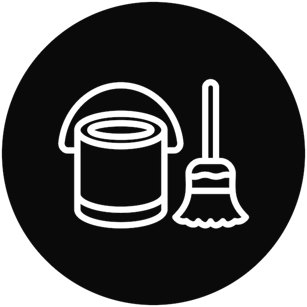 Ilustración del icono vectorial del cubo de limpieza del conjunto de iconos de mejoras para el hogar