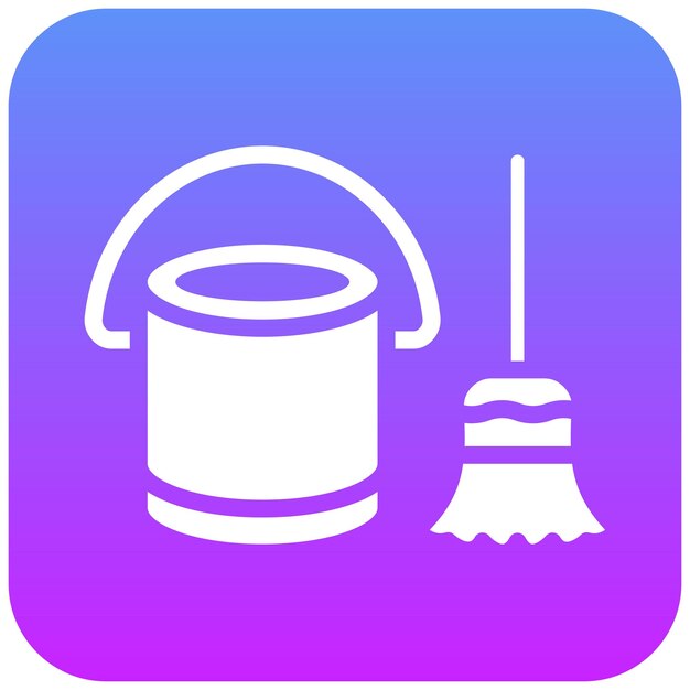 Ilustración del icono vectorial del cubo de limpieza del conjunto de iconos de mejoras para el hogar
