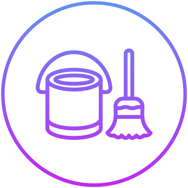 Ilustración del icono vectorial del cubo de limpieza del conjunto de iconos de mejoras para el hogar