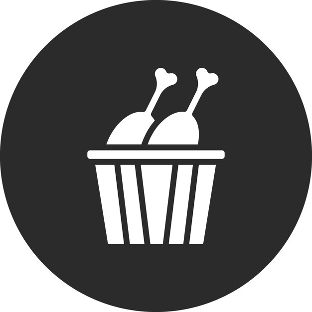 Ilustración del icono vectorial del cubo de pollo del conjunto de iconos de entrega de alimentos