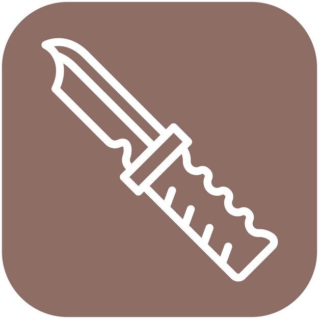 Ilustración del icono vectorial del cuchillo de buceo del conjunto de iconos de vacaciones y turismo