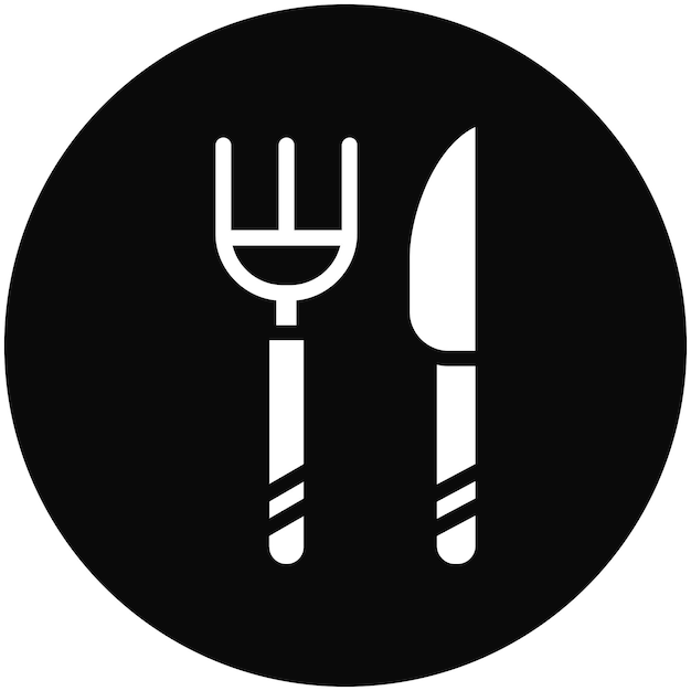 Ilustración del icono vectorial del cuchillo y el tenedor del conjunto de iconos de catering