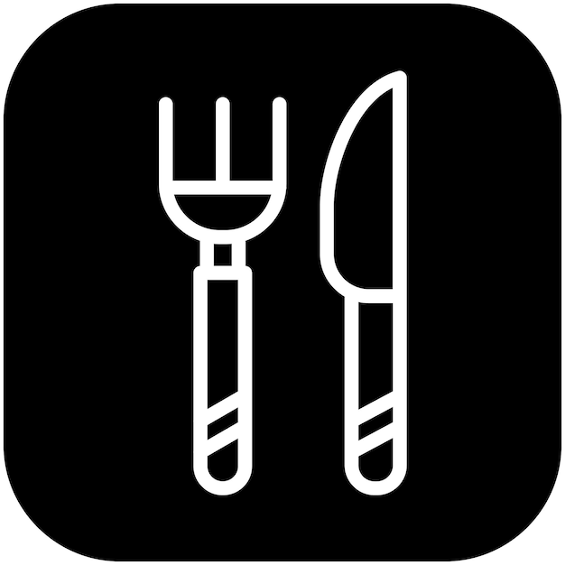 Ilustración del icono vectorial del cuchillo y el tenedor del conjunto de iconos de catering