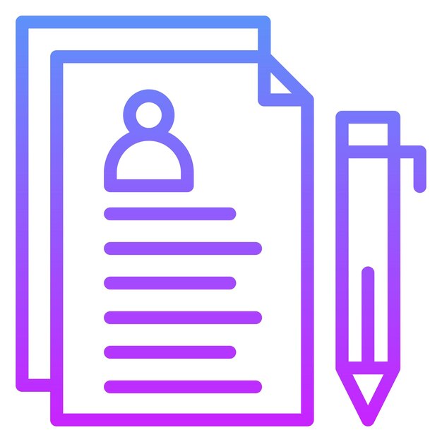 Ilustración del icono vectorial del currículum vitae del conjunto de iconos de negocios