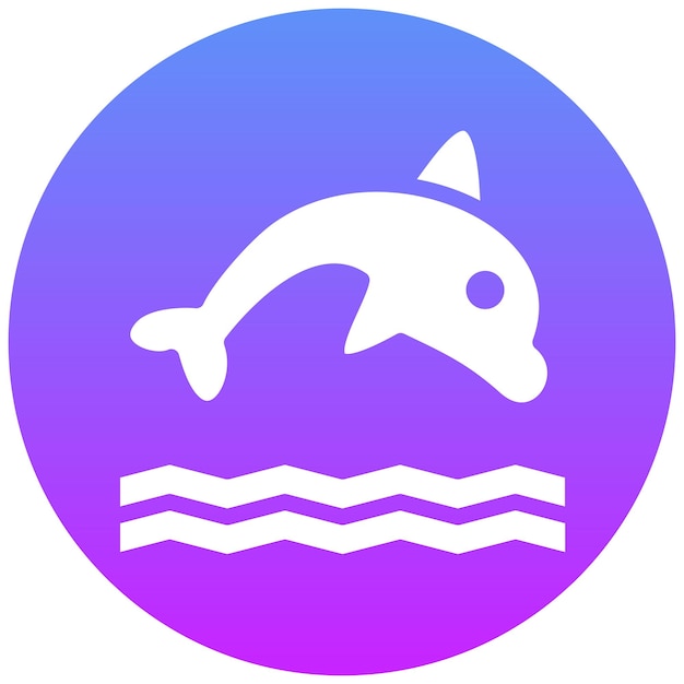 Ilustración del icono vectorial del delfín del conjunto de iconos de Coastline