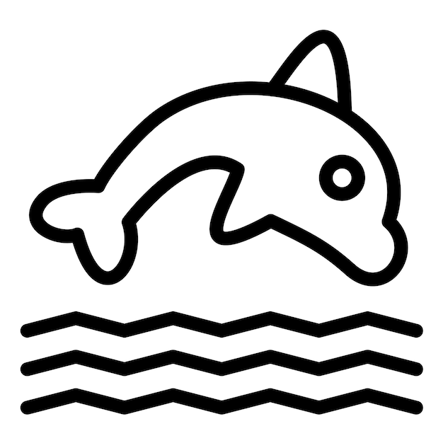 Ilustración del icono vectorial del delfín del conjunto de iconos de Coastline