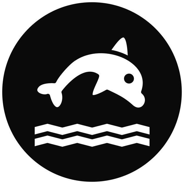 Ilustración del icono vectorial del delfín del conjunto de iconos de Coastline