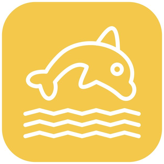 Ilustración del icono vectorial del delfín del conjunto de iconos de Coastline