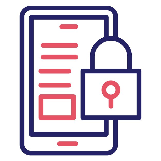 Ilustración del icono vectorial de desbloqueo móvil del conjunto de iconos de protección y seguridad