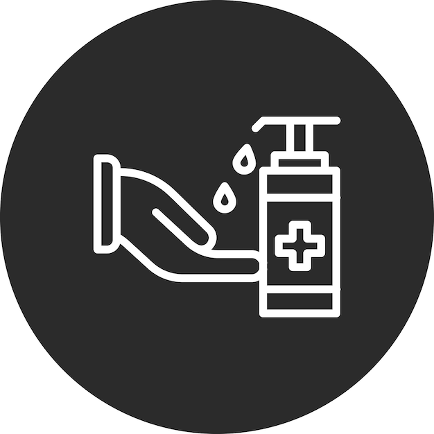 Ilustración del icono vectorial del desinfectante de manos del conjunto de iconos de la rutina de higiene