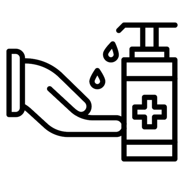 Ilustración del icono vectorial del desinfectante de manos del conjunto de iconos de la rutina de higiene