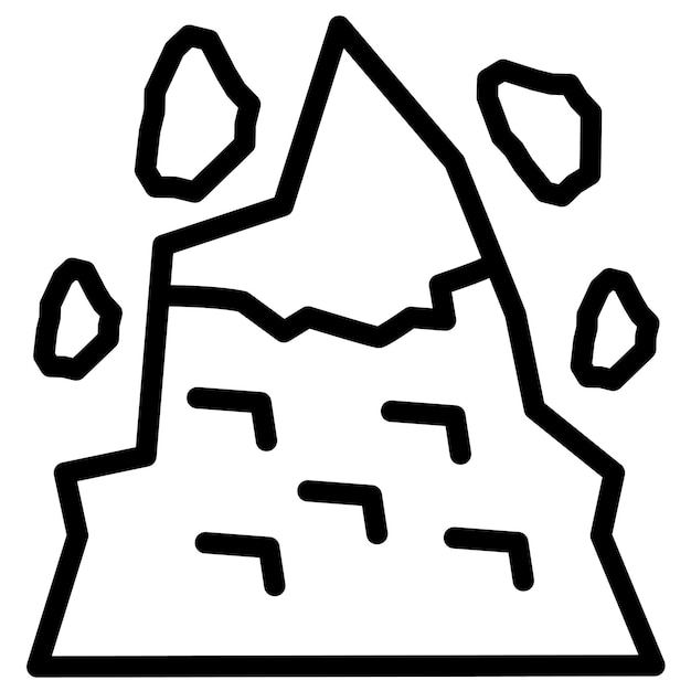 Ilustración del icono vectorial de deslizamiento de tierra del conjunto de iconos de desastres naturales