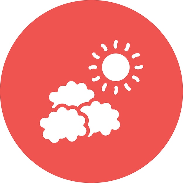 Ilustración del icono vectorial del día nublado del conjunto de iconos del tiempo
