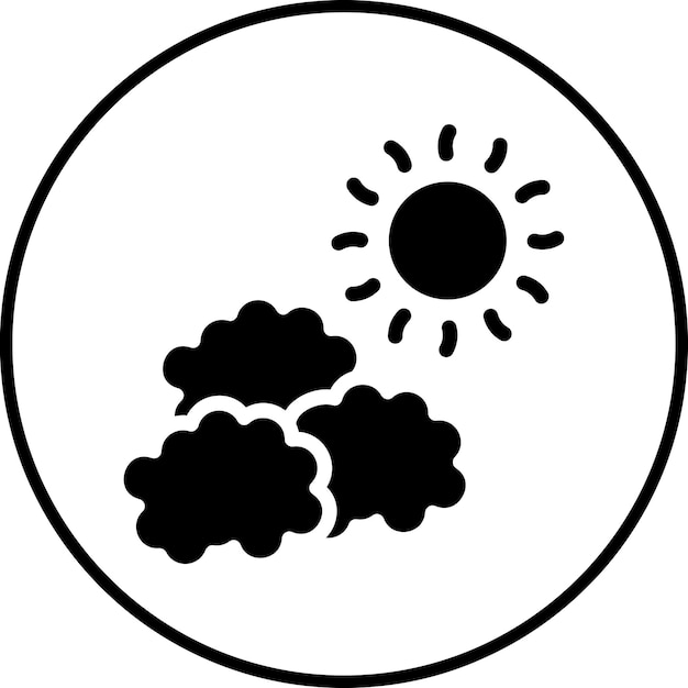 Ilustración del icono vectorial del día nublado del conjunto de iconos del tiempo
