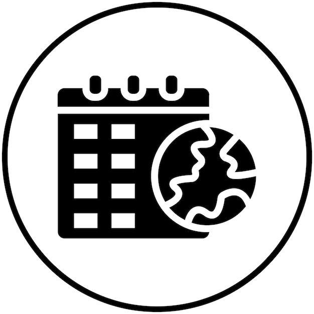 Ilustración del icono vectorial del día de la Tierra del conjunto de iconos de hora y fecha