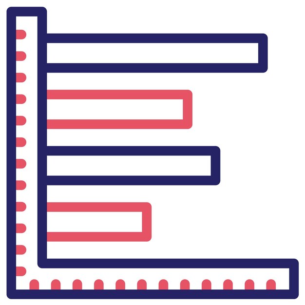 Ilustración del icono vectorial del diagrama de barras horizontales del conjunto de iconos de infografías