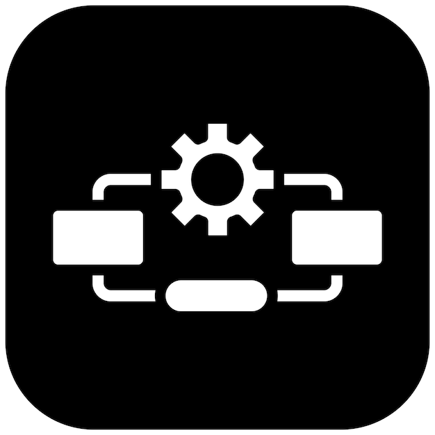 Ilustración del icono vectorial del diagrama de flujo de procesos del conjunto de iconos de garantía de calidad