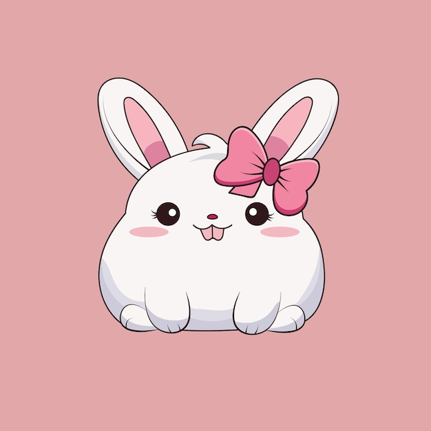 Ilustración del icono vectorial de dibujos animados de conejo gordo y gordo