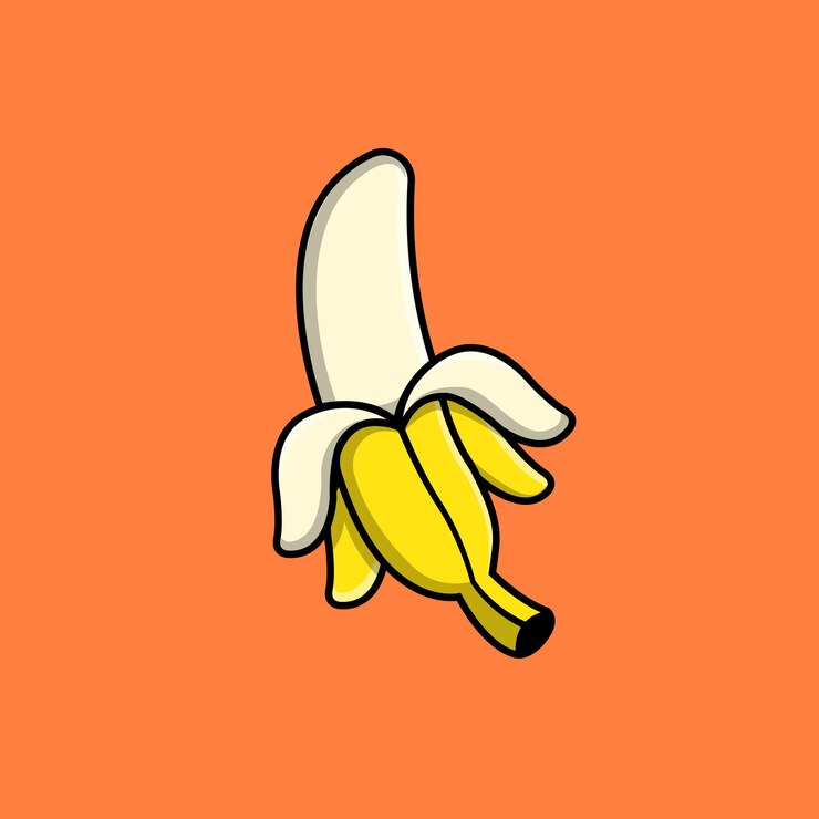Ilustración del icono vectorial de dibujos animados de frutas de plátano