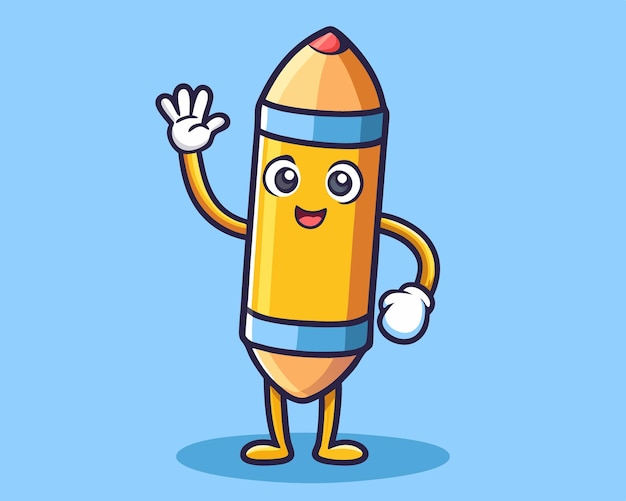 Ilustración de icono vectorial de dibujos animados con la mano de lápiz moviendo