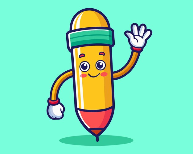Ilustración de icono vectorial de dibujos animados con la mano de lápiz moviendo