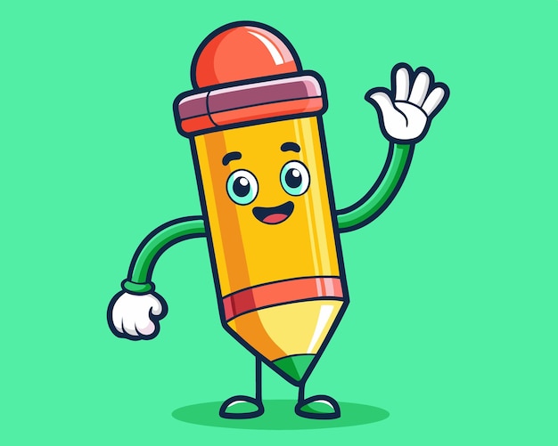 Ilustración de icono vectorial de dibujos animados con la mano de lápiz moviendo