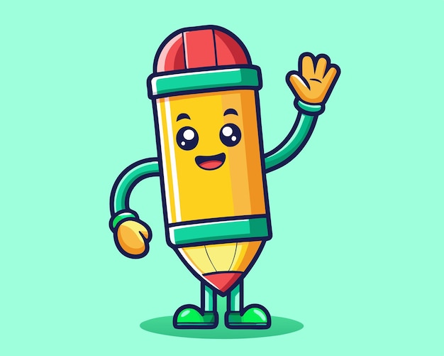 Ilustración de icono vectorial de dibujos animados con la mano de lápiz moviendo