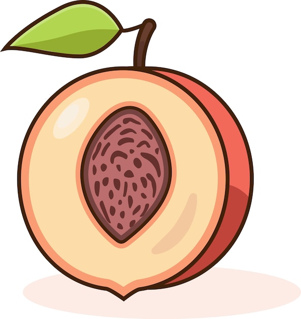 Ilustración de icono vectorial de dibujos animados de melocotón Arte de frutas de estilo plano