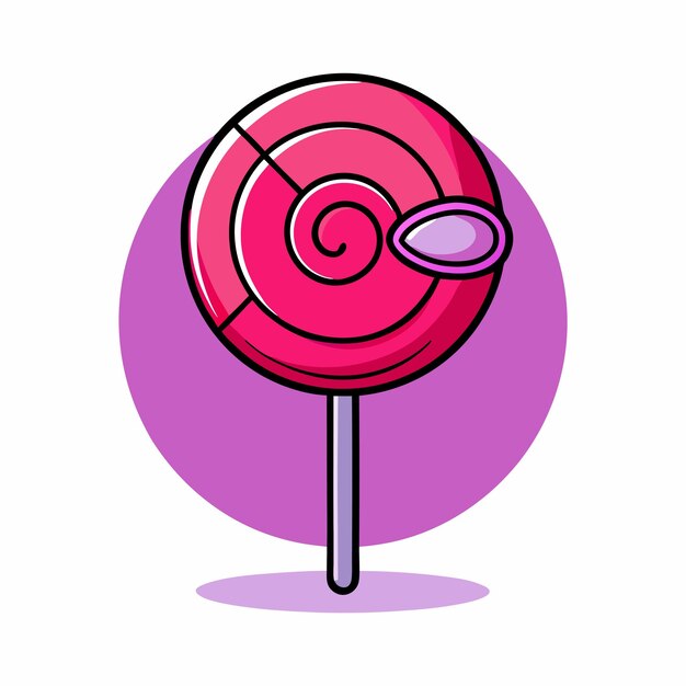 Ilustración de icono vectorial de dibujos animados de un objeto de comida plana aislado de una piruleta de caramelo
