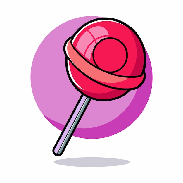 Ilustración de icono vectorial de dibujos animados de un objeto de comida plana aislado de una piruleta de caramelo