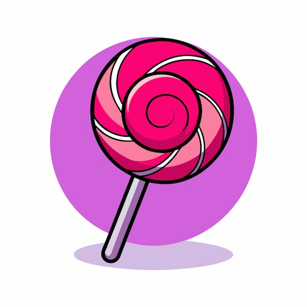 Ilustración de icono vectorial de dibujos animados de un objeto de comida plana aislado de una piruleta de caramelo