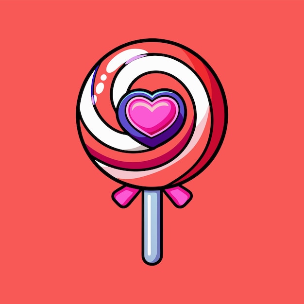 Ilustración de icono vectorial de dibujos animados de un objeto de comida plana aislado de una piruleta de caramelo