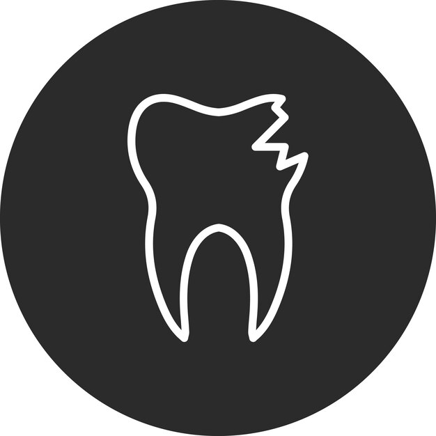 Vector ilustración del icono vectorial del diente roto del conjunto de iconos de cuidado dental