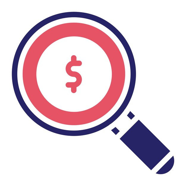 Ilustración del icono vectorial de dinero de Loupe del conjunto de iconos de banca y finanzas