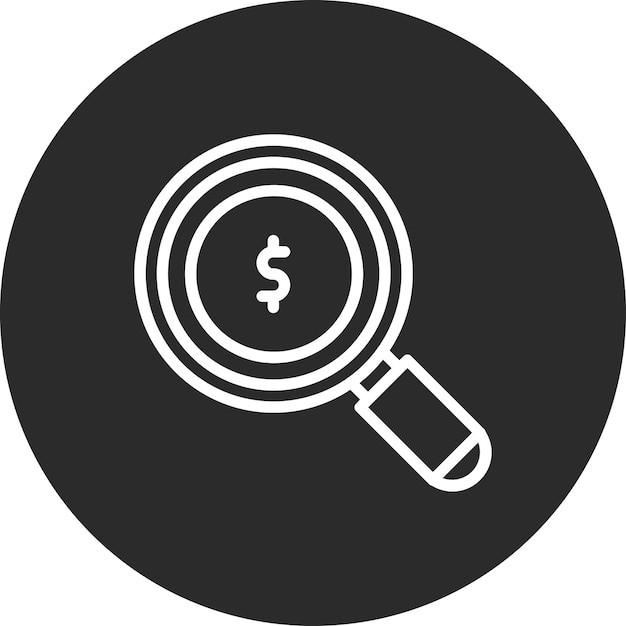 Vector ilustración del icono vectorial de dinero de loupe del conjunto de iconos de banca y finanzas