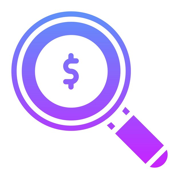Ilustración del icono vectorial de dinero de Loupe del conjunto de iconos de banca y finanzas