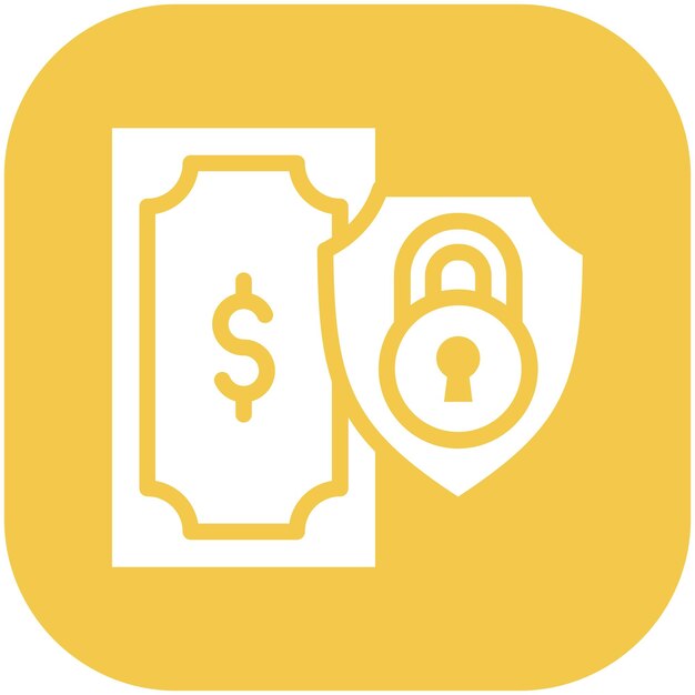 Ilustración del icono vectorial de dinero de seguridad del conjunto de iconos de finanzas y dinero