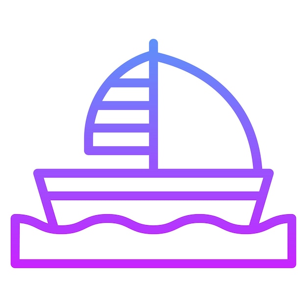 Vector ilustración del icono vectorial de dinghy del conjunto de iconos de inmigración