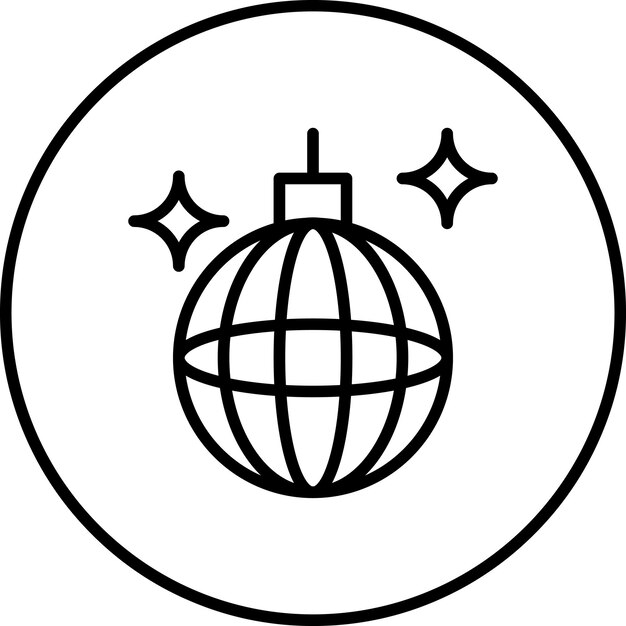 Ilustración del icono vectorial de Disco Ball del conjunto de iconos del Año Nuevo