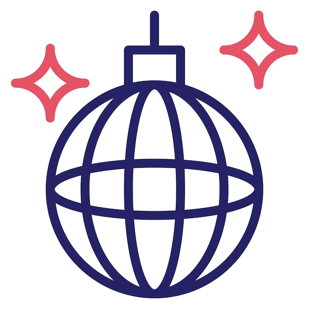Ilustración del icono vectorial de Disco Ball del conjunto de iconos del Año Nuevo