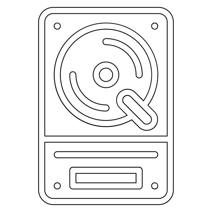 Vector ilustración del icono vectorial del disco duro del conjunto de iconos de computadora y hardware