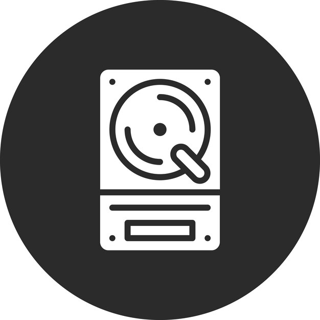 Ilustración del icono vectorial del disco duro del conjunto de iconos de computadora y hardware